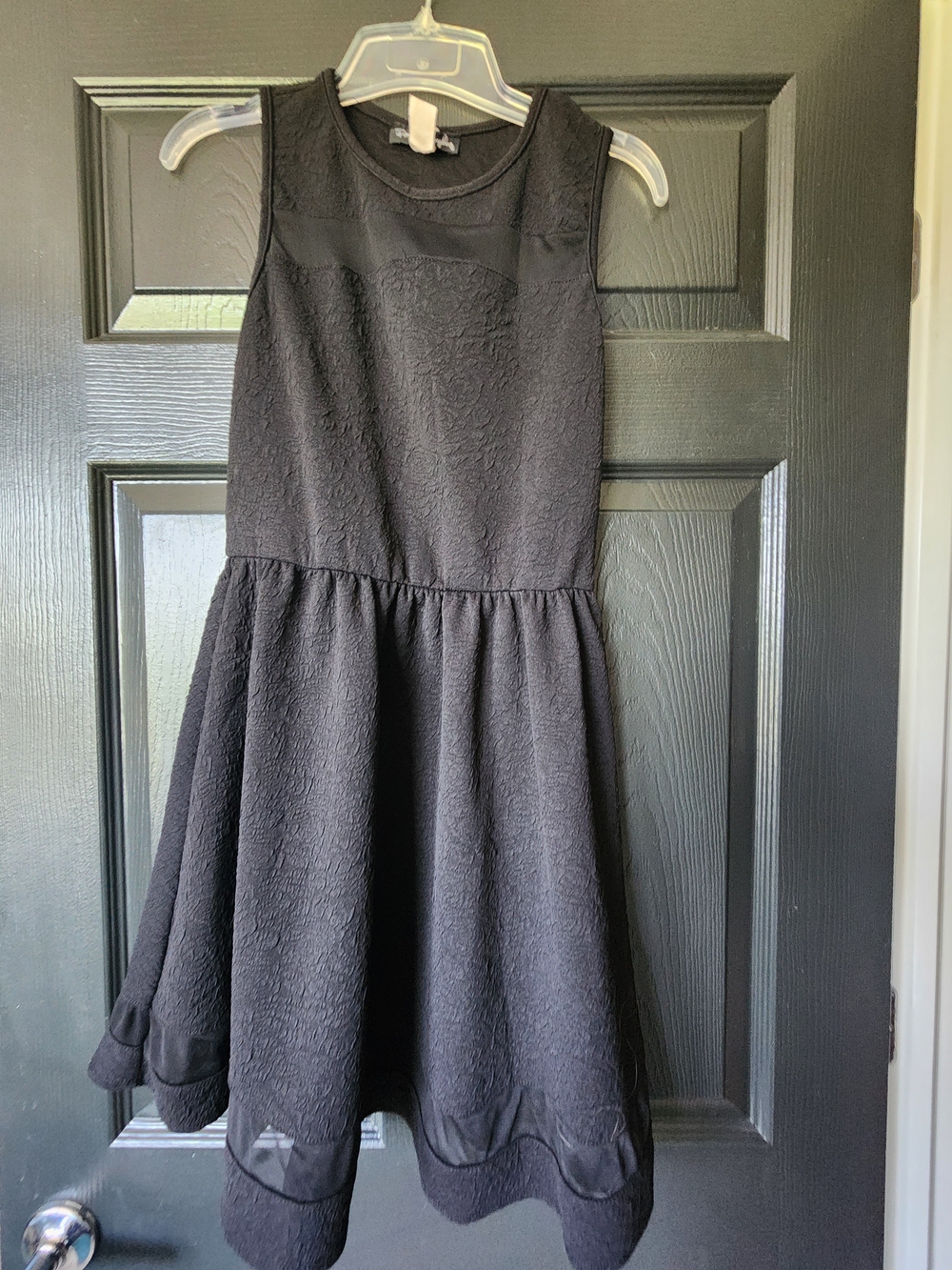 French Atmosphere Black Sleeveless Fit & Flare Dress with Sheer Accents